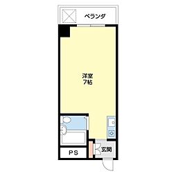 プレゼンス西高松 5階ワンルームの間取り