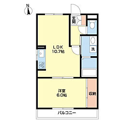 シャルマンフジ砂山 1階1LDKの間取り