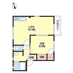 フォーレス有本 2階1LDKの間取り