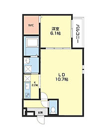 フジパレス市駅東イースト 3階1LDKの間取り