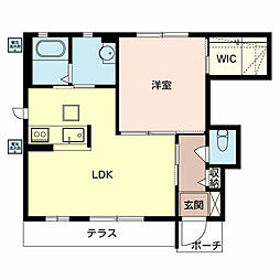 フローラ西浜 1階1LDKの間取り