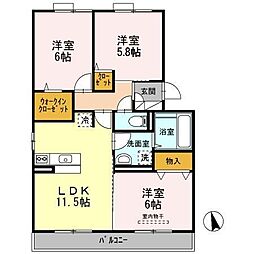 D-roomWoodBell 3LDKの間取図画像