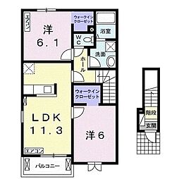 ディオーネ・ジエータ紀ノ川2 2LDKの間取図画像