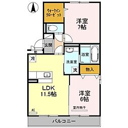 D-room福島 2LDKの間取図画像