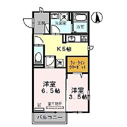 ミルクレールアネックスB 2Kの間取図画像