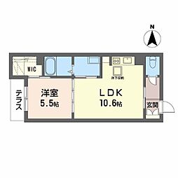 シャーメゾン宝亀 1LDKの間取図画像