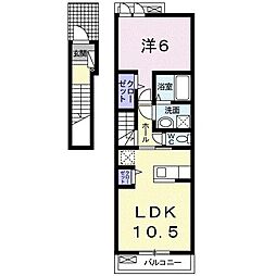 アンジュ・エムロード 1LDKの間取図画像