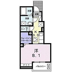 エクレール三宅1 1Kの間取図画像