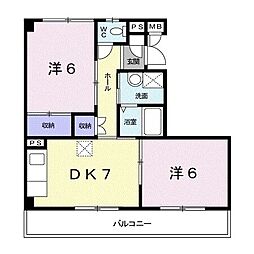 アステール宮前 2DKの間取図画像