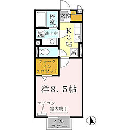 ハイツエンカウンター2 1Kの間取図画像