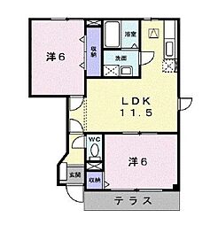 Belle神前B 2LDKの間取図画像