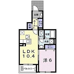 アナベル 1LDKの間取図画像