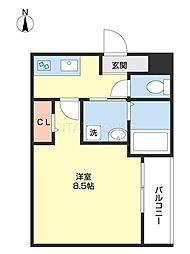 フジパレス田中町 1Kの間取図画像