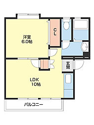 メゾン河合 1LDKの間取図画像