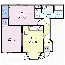 メゾン・ドーレ3 2DKの間取図画像