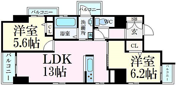兵庫県姫路市忍町(賃貸マンション2LDK・3階・54.51㎡)の写真 その2