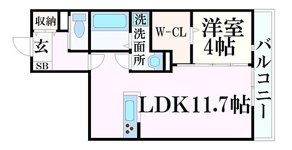 兵庫県姫路市忍町(賃貸マンション1LDK・2階・48.58㎡)の写真 その2