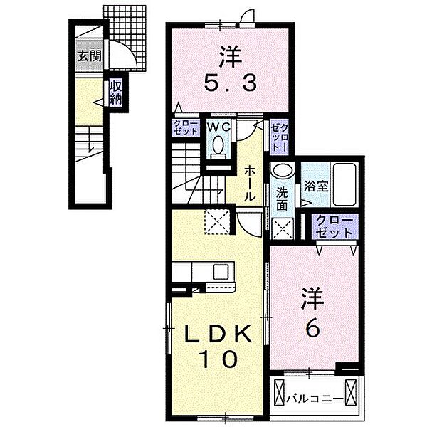 兵庫県姫路市網干区浜田(賃貸アパート2LDK・2階・54.61㎡)の写真 その2