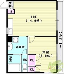 JR山陽本線 魚住駅 徒歩15分の賃貸アパート 1階1LDKの間取り