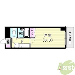 JR東海道・山陽本線 明石駅 徒歩4分の賃貸マンション 4階1Kの間取り