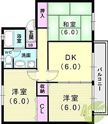 メルベーユ 3DKの間取図画像