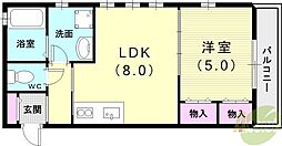 アリストコート明石・大久保 1LDKの間取図画像