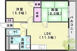サンコーポS 2LDKの間取図画像