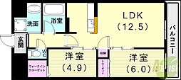 グランリベレ明石 2LDKの間取図画像