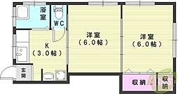 豊荘 2Kの間取図画像