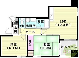 ウィステリア明石 2LDKの間取図画像