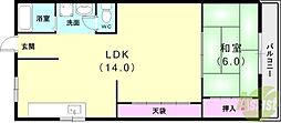 波賀ハイツ 1LDKの間取図画像