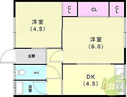 北王子荘2号館 2Kの間取図画像