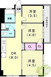 ヴァンメール西明石 3DKの間取図画像