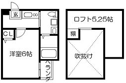 ロフティ大北小路 2階1Kの間取り