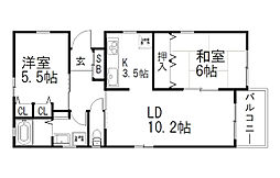 フォーシーズンズコート 1階2LDKの間取り