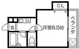 グリーンヴィレッジ烏丸 1階1Kの間取り