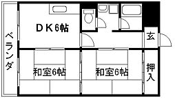 ニュー太田 202 2階2DKの間取り