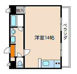 サンシティアビタシオン鴨川 1階ワンルームの間取り