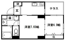 北野エスポワコリン 1階2Kの間取り