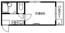 ラ・シャンブル 2階1Kの間取り
