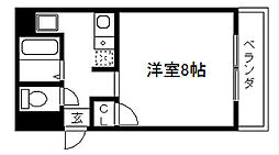 丸共ビル 2階1Kの間取り