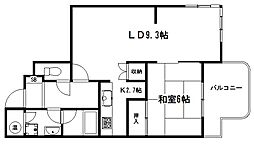 ルモン紫野 1LDKの間取図画像