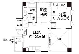 オーキッド山下 2LDKの間取図画像