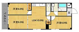 パラドール御所 3LDKの間取図画像
