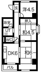 コスモ星の子ハイツ 3DKの間取図画像