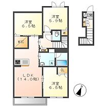 カシュカシュ 205 ｜ 岡山県倉敷市北畝4丁目15-15（賃貸アパート3LDK・2階・51.58㎡） その2