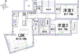 コスモセシオン目黒 2LDKの間取図画像