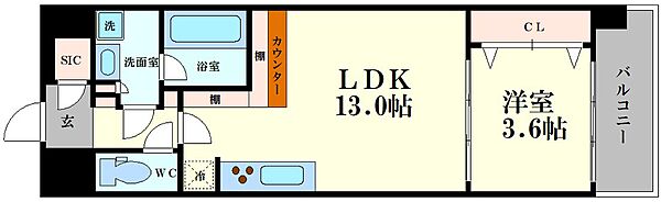 スプランディッド福島WEST ｜大阪府大阪市福島区海老江8丁目(賃貸マンション1LDK・6階・40.70㎡)の写真 その2