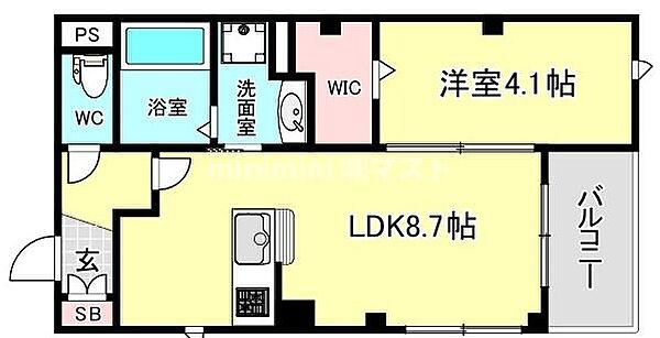 ヴェルーラ　福島 ｜大阪府大阪市福島区福島5丁目(賃貸アパート1LDK・1階・33.45㎡)の写真 その2