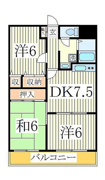 千葉県我孫子市天王台4丁目(賃貸マンション3DK・3階・56.67㎡)の写真 その2